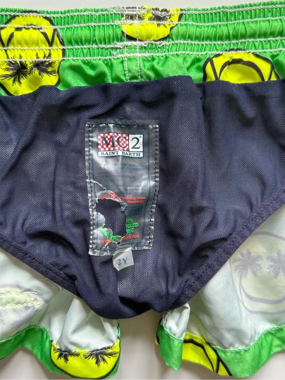 MC2 Saint Barth Boys Smiley Print Palm Swim Shorts - Size 2Y